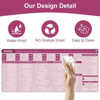 Baziabbo Office Desk Mat, Excel Cheat Sheet Keyboard Mat, Excel Shortcut Desk Pads,Non-Slip Excel Mousepad with Stitched Edges for Computer (Sheet Pink)