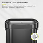 EKO Urban 24 Gallon/90 Liter Open Top Stainless Steel Slim Commercial Trash Can, Tall Kitchen Trash Bin, Heavy-Duty Commercial Grade Large Garbage Bin for Home, Office, Hotel, Restaurant, Matte Black