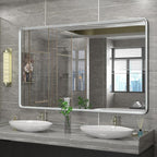 60x36 Silver Mirror for Bathroom, Large Silver Vanity Mirror for Wall, Large Rounded Rectangle Mirror, Beveled Border, Anti-Rust, Shatterproof (Horizontal/Vertical)