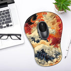 YIWEI Ergonomic Mouse Pad with Wrist Rest - Comfortable Office Mousepad with Memory Foam Wrist Support for Carpal Tunnel Relief, Mouse Pads with Non-Slip Base for Gaming and Home (Waves)