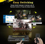 CORSAHD 4K@120Hz HDMI 2.1 Switch 4 in 1 Out with Audio Extractor,48Gbps,HDCP 2.3,HDR 10+,ARC,VRR,ALLM,CEC,IR Remote,Optical SPDIF 5.1Ch,AUX L/R 3.5mm 2.1Ch,HDMI Switcher 4x1,4 Port HDMI Selector