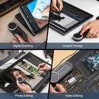 HUION Keydial Remote Bluetooth Programmable Keypad with Dual Dials 60 Customized Keys, OLED Display Macro Keypad Work with PC, Mac, Mobile, One-Hand Shortcut Keyboard for Drawing Tablet, Laptops