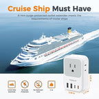 USB C Charger Block 20W, TESSAN PD Fast Charging Adapter with Foldable Plug, 1875W Power Outlet Extender(4 AC and 4 USB) for Cruise, Home, Office, Dorm