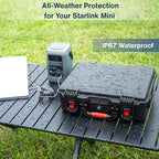 IP67 Waterproof Storage Case for Starlink Mini with Waterproof DC Female Charging Port – Protective Hard Case with Foam Padding, Secure Latch System, Portable Design for Travel and Outdoor Use