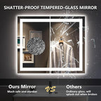 YEELAIT 36x30 Inch LED Bathroom Mirror with Lights Front and Backlit Lighted Vanity Mirror for Bathroom Wall with 3 Colors Dimmable Anti-Fog Memory Shatter-Proof IP54 Waterproof Horizontal/Vertical