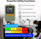 Carbon Monoxide Detectors, Portable CO Detector for Travel, Mini 3-in-1 CO Monitor, Rechargeable Carbon Monoxide Monitor, Temp & Hum Sensor, with Peak Recording Graph, Japan Sensor, with Stand, RV
