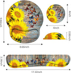 Keyboard Wrist Rest and Mouse Pad Wrist Support Set with Coasters, Sunflower and Butterfly Design Wrist Mouse Pad with Non-Slip PU Base for Computer Laptop Home Office Working Studying Easy Typing