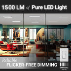 NUWATT 1x1 FT LED Square Surface Mount Panel, 5CCT 2700K/3000K/3500K/4000K/5000K Selectable, 1500LM 18W, Internal Driver, Dimmable Flat Panel, 120V, CRI90, 12" Inch Flush Mount Ceiling Light, 1" Thick