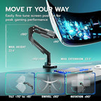 ARES WING Heavy Duty Ultrawide Monitor Arm - Gas Spring Aluminum Monitor Mount with USB for 24"-57" Curved Screens up to 66 lbs with Clamp/Grommet Desk Mount, 75/100/200 Vesa Mount, Black