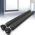 WooFog Adjustable Window Security Bars Vertical, Heavy Duty Sliding Patio Glass Door Lock Bar with Rubber Feet, 17-32 inch Window Safety Stopper for Up and Down Windows -Black 2 PCS Patented