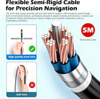 5" Dual-View Handle Endoscope Camera,2MP Front&Side Lens,IP67 Waterproof 5M Semi-Rigid Cable,360° Probe Control,4-Level LED,3X Zoom,Video&Photo Recording,Inspection Camera for Industrial Use,32GB Card