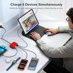 USB C Fast Charger 100W GaN 6 Port Type USB C Charging Station Hub Block Wall Charger Power Strip Adapter Plug Cube Brick 3 USB A for iPad iPhone 17 16 15 14 13 12 11 Pro Max