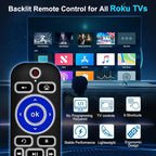2 Pack Backlit Remote Control Only for Roku TV, Fit for TCL/Onn/Hisense/Element/Sharp/Philips/Westinghouse/Insignia/JVC/RCA/Hitachi/Sanyo Roku Series TVs (Not for Roku Stick and Box)-Black