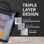 Tenergy Fire Retardant Lipo Zipper Bag for Charging and Storing Lipo Battery Packs, 8.5 x 6.5 x 5.7inch