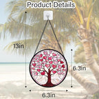 DASTOLL Stained Glass Window Hanging, Valentine's Day Gifts Pink Love Heart Tree Suncatcher Hangings Beige Sun Catchers Decor for Birthday for Women, Men, Wife, Aunt, Mom 6.3 in