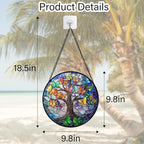 DASTOLL Stained Glass Window Hanging, Butterfly Tree Clover Sun Catchers Glass Panel Blue Suncatcher Decor for Birthday for Women, Men, Wife, Aunt, and Mom 9.8 in