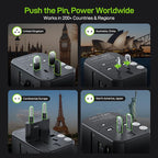 EPICKA Pulse 45W European Travel Plug Adapter, Universal Power Adapter with PD Fast Charging, 5-Port (1 AC/2 USB-A/2 USB-C) International Charger Adapter for Europe, Japan - Travel Essentials (Black)
