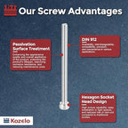 Kozelo 10pcs Socket Head Cap Screws - [M5-0.8 x 65mm] 304 Stainless Steel Allen Socket Drive for Electrical Motor 3D Printing Fan Engine Replacement Use, Silver