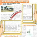 5X Full Page Magnifying Glass for Reading, Lightweight Rectangular Magnifier Provides Large Book Page Viewing Area, Handheld Magnifier for Reading Small Prints for Seniors, Low Vision-Gold