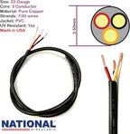 NATIONAL Wire & Cable – 22 AWG 3-Conductor Premium Copper Wire, 1000 ft, Stranded | Made in USA, Flexible Jacket | Electronics, Alarms, Signal Wiring, DIY, Indoor and Outdoor Use