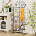 VGMiu Grid Wall Panel 2PCS Display Stand 2' x 5.2' FT Black Grid Wall Panels Movable Retail Display Racks Floorstanding Gridwall Heavy Duty with Wheel for Art Craft Photo Displays Fair Trade Show