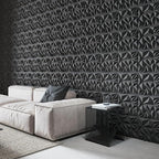 Art3d 33-Pack 3D Wall Panels for Interior Wall Decor, Modern Diamond Textured Accent Wall Paneling for Gaming Living Room TV Wall Background, 12 x 12 inch Black