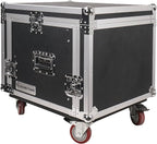 Sound Town Enhanced Thickness 1/2” (12mm) Plywood 8U Audio Rack/Road ATA Case with 11U Slant Mixer Top, 20’’ Rackable Depth, Casters, 8 Space Size, Pro Tour Grade (STMR-8UW)
