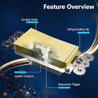 LIDER Brushed Gold Minimalist Design Decorator Switch with Screwless Wall Plate, Frameless Wall Light Switch, On/Off Rocker Switch, Single Pole, Residential Grade, 3 Wire, 15A 120-277VAC