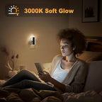 JandCase Night Light, LED Night Lights Plug into Wall, 3000K Warm White Nightlight with Dusk to Dawn Light Sensor, 0-100LM Adjustable Brightness, for Bathroom, Bedroom, Hallway, Stairs, 2 Pack
