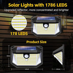 FAXBOX Solar Lights Outdoor Motion Sensor, 178 LED 300LM Waterproof IP65, Wall Mounted Security Light with 3 Modes, 270° Wide AngleWide Angle, Solar Powered for Garden, Yard, Patio, Front Door(8Pack)