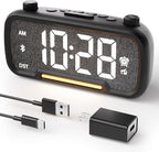 OnLyee 5-in-1 Alarm Clock Radio – FM Radio, Hi-Fi Speaker Sound, Bluetooth Speaker, Auto-Off Timer, Night Light, Dual Charging Ports – Ideal for Bedrooms, Dorms & Home Offices (Black)