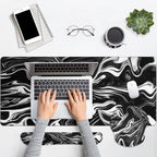 Britimes Black White Marble Keyboard Mouse Pad Set 4in1 Large Mousepad+Keyboard Wrist Rest+Mouse Wrist Rest+Coaster Ergonomic Design for Home Office Computer 35.4x15.7 inches