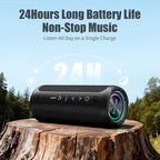 Bluetooth Speakers Wireless Loud Stereo Sound IPX7 Waterproof Outdoor Portable 25W Super Bass Speaker for Home Party Beach with 24H Playtime Colorful Lights BT5.3 TWS Pairing Birthday Gift Black