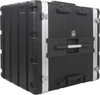 Sound Town Lightweight 12U PA DJ Rack/Road Case with 11U Rack Space, ABS Construction, 19" Depth, Retractable Handle, Wheels and Heavy-Duty Latches (STRC-A12UT)