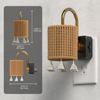 L LOHAS LED Night Lights Plug into Wall, Boho Fabric Cylinder Decor Night Light with Tassel, Dusk to Dawn Sensor, 0-100LM Dimmable Night Lights, Vintage Nightlight for Bedroom, Living Room, Hallway