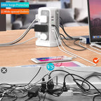 Surge Protector Power Strip Tower (13A 1625W) with 5 USB Ports (1 PD 20W), Extension Cord 10FT with 12 Multiple Outlets, Overload Protection Charging Tower for Home Office Dorm Room Essentials
