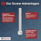 Kozelo 15pcs Socket Head Cap Screws - [M5-0.8 x 45mm] 304 Stainless Steel Allen Socket Drive for Electrical Motor 3D Printing Fan Engine Replacement Use, Silver