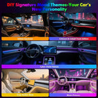 New Version Dreamcolor Acrylic Interior Car Lights 6 in 1 RGB LED Strip Lights with APP Control Zoned Control System 252 Color Modes DIY Fiber Optic Ambient Lighting Kits Music Car Neon Lights
