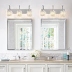 FDPBY 3-Light Crystal Vanity Light, Modern Chrome Bathroom Wall Sconce with K9 Crystal Shades, 23.62" Long Over Mirror Lighting for Vanity, Makeup, Hallway, Elegant & Durable