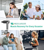 Medcursor Massage Gun - High Intensity Brushless Motor, Handheld Percussion Deep Tissue Massager with 6 Massage Heads for Sore Muscle and Stiffness (Gray)