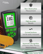 Digital Coating Thickness Gauge CM-208FN / Automatic Thickness Paint Meter for Steel and Aluminum with Resolution 0.001mils /0.1um (Fe/Al)