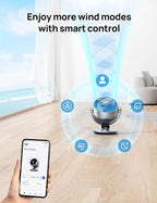 Dreo Smart Fan for Bedroom,120° Vertical and 90° Oscillating Fan with Remote/Voice, 13 Inch Height Quiet Air Circulator for Whole Room, 70 ft, 4 Speeds, 5 Modes, 12H Timer, Desk Fans for Home, Office