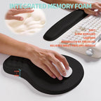KUOSGM 2-in-1 Ergonomic Set, Wave Rise Keyboard Wrist Rest and Massage Bulge Slope Mouse Pad Wrist Support, Cushion Memory Foam Integrated to Relieve Wrist Pain, Black