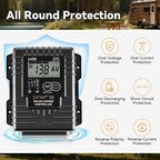 LNEX Solar Charge Controller Waterproof, 10A Solar Panel Regulator with Temp Sensor,Backlit LCD, 12V/24V PWM Solar Controller for LiFePO4,AGM, Gel, Flooded and Lithium Battery
