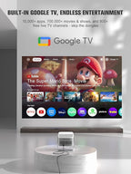 【Official Licensed Google TV】4K Smart Projector with WiFi and Bluetooth, VOPLLS Outdoor Projectors with Dolby/Auto Focus, Portable Movie Phone Wireless Gaming Wifi Proyector for Bedroom/Home/Celling