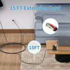 Extension Cord 15 ft, FDTEK Flat Plug Power Strip with 4 Widely Spaced Outlet with 3 USB, Extension Cord with Multiple Outlets for Indoor Home Office, Dorm Room Essentials