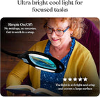 Brightech LightView Pro Magnifying Floor Lamp - Hands Free Magnifier with Bright LED Light for Reading - Work Light with Flexible Gooseneck - Standing Mag Lamp