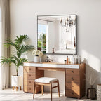 Black Bathroom Mirror for Wall, 39x39 Inch Rectangle Mirror with Metal Frame, Square Modern Vanity Mirrors for Bathroom Living Room, Entryway Hangs Horizontal or Vertical