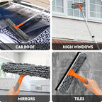 ARTIPOLY 20 Ft High Reach Window Squeegee with 5-12Ft Extra-Thick Aluminum Telescopic Extension Pole| 14" Extra-Large 2-in-1 Window Cleaner Tool| Window Washer for Indoor/Outdoor Window,RV,Truck Glass