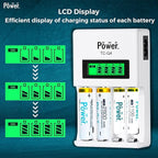 DMK POWER Rechargeable High Capacity Batteries 1.2V NiMH Low Self Discharge (AA White 2800MAH (4 Pieces) and TC-Q4 Charger)